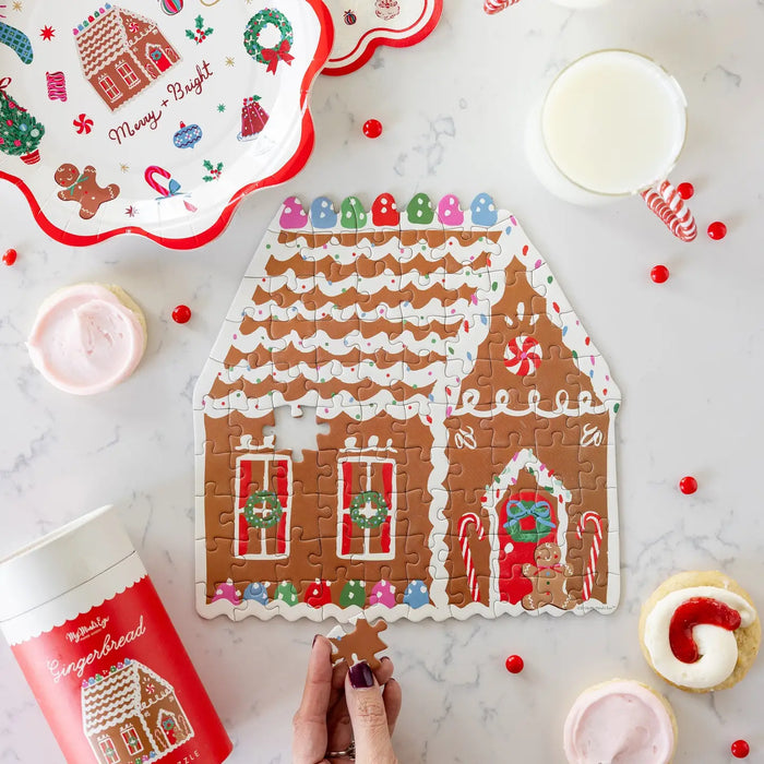 Gingerbread House Shaped Jigsaw Puzzle 87pc