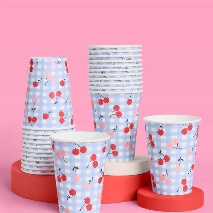 Cherry Gingham Paper Cups