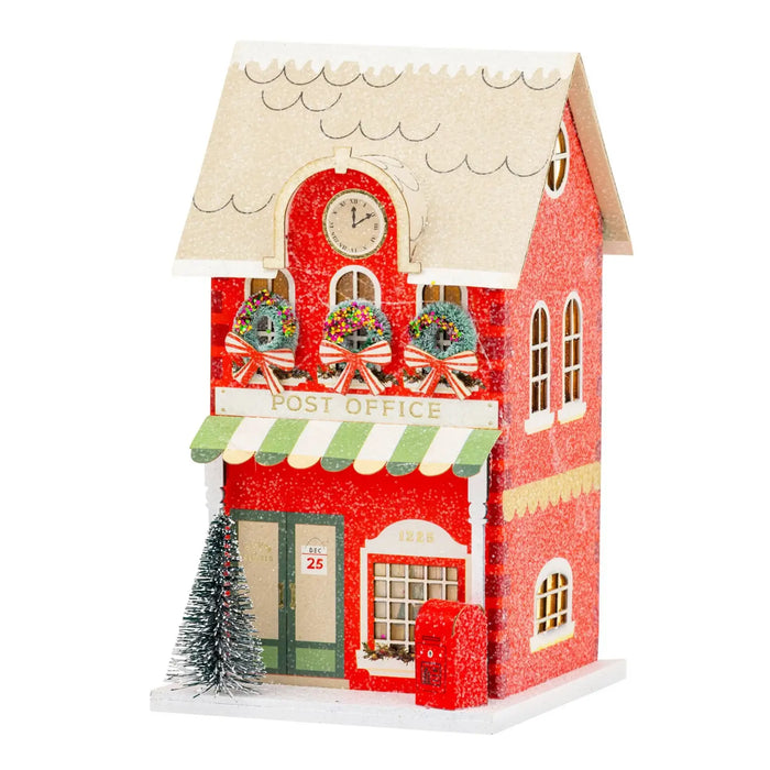 Red Post Office Light Up Christmas Village House