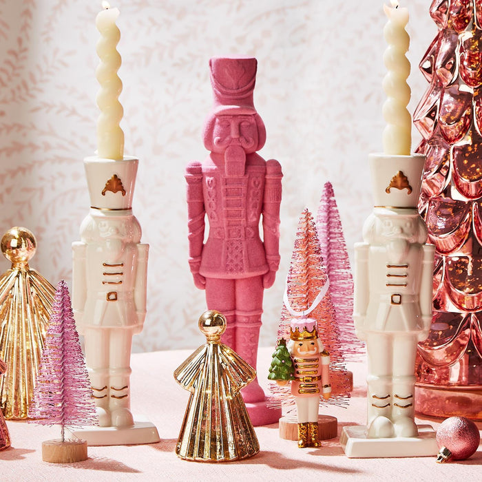 Pink Flocked Nutcracker