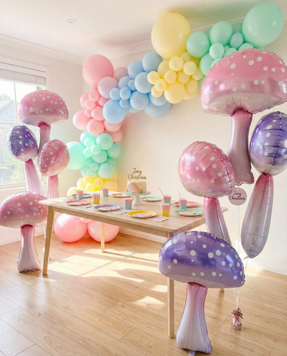 Pastel Mushroom Foil Balloons