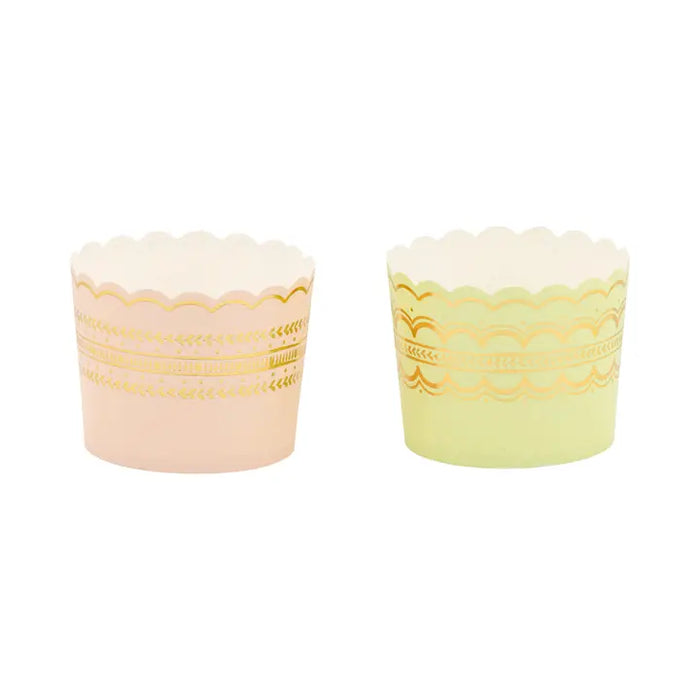 Pink and Green Delicate Border Foiled Baking Cup