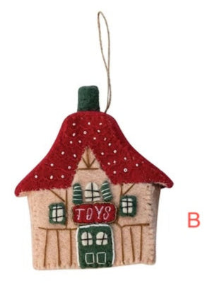 Handmade Wool Felt North Pole Village Building Ornament