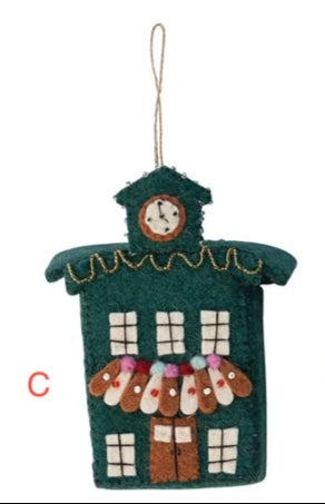 Handmade Wool Felt North Pole Village Building Ornament