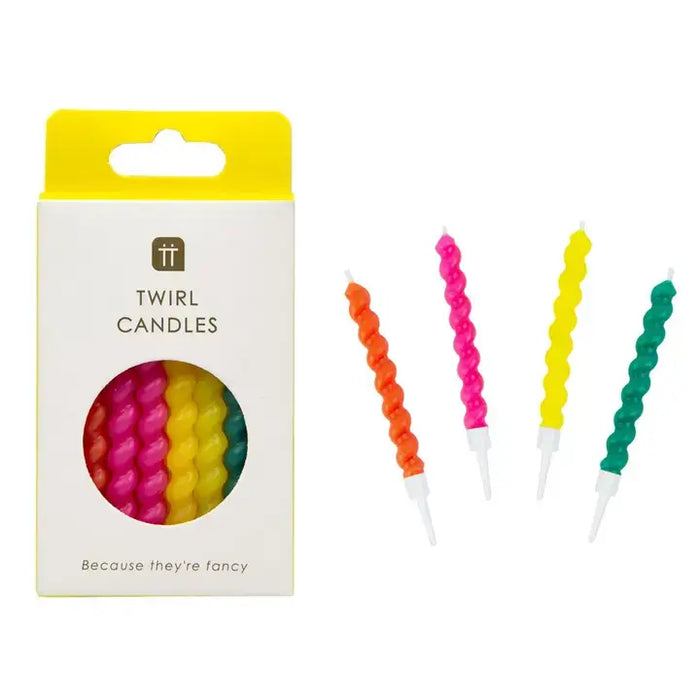 Twisted Rainbow Birthday Candles- 8 Pack