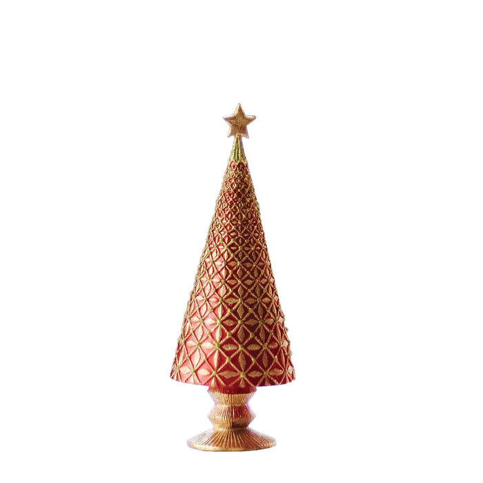 9'' Red Citron Diamond Burst Cone Tree w/Star