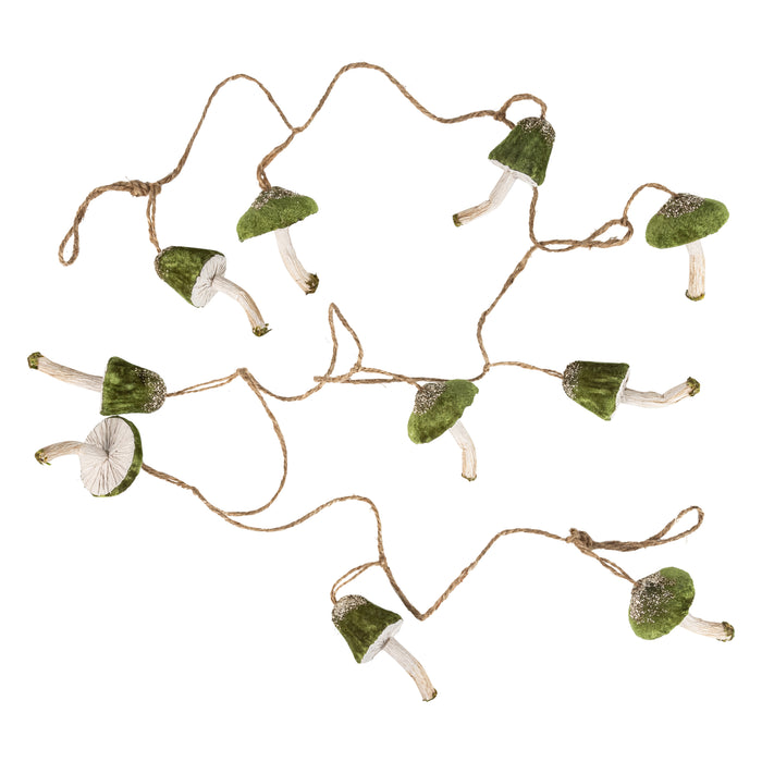 Green Velvet Mushroom Garland