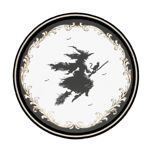 Elegant Halloween Witch Dessert Plates