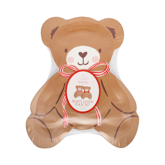 Occasions Beary Loved Teddy Bear Shaped Plate Set