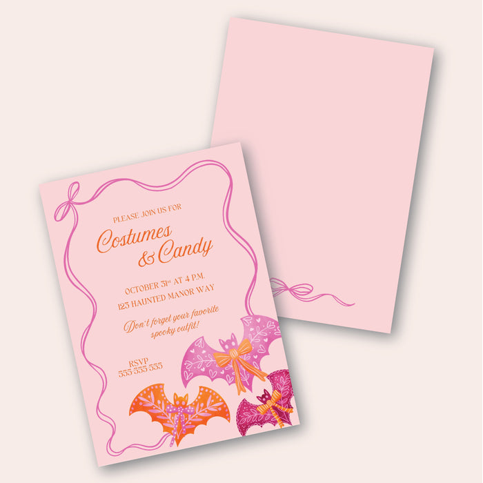 Bats and Bows Halloween Digital Invitation