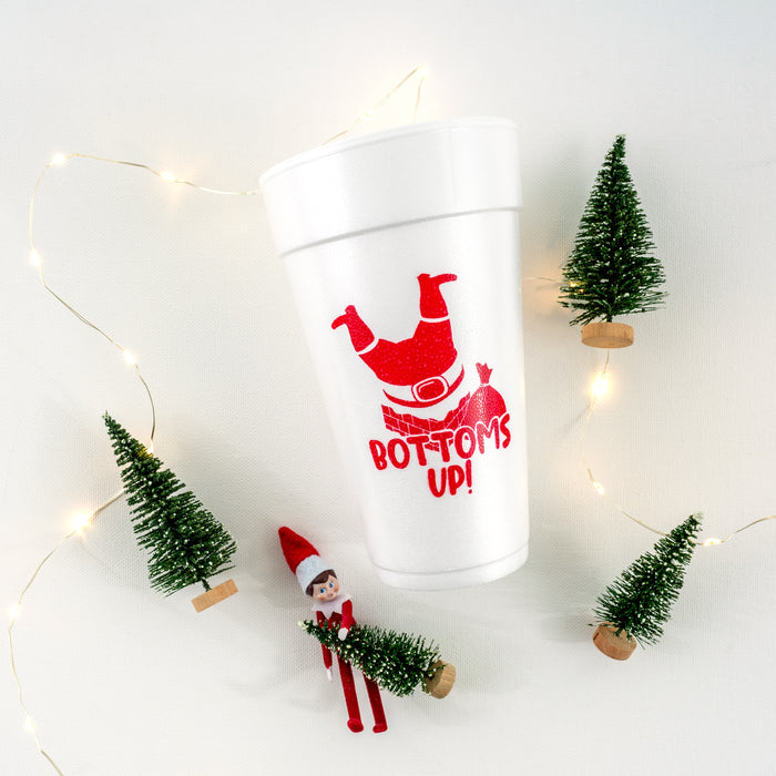 Bottoms Up Santa Christmas 20oz. Foam Cups | 10 pack