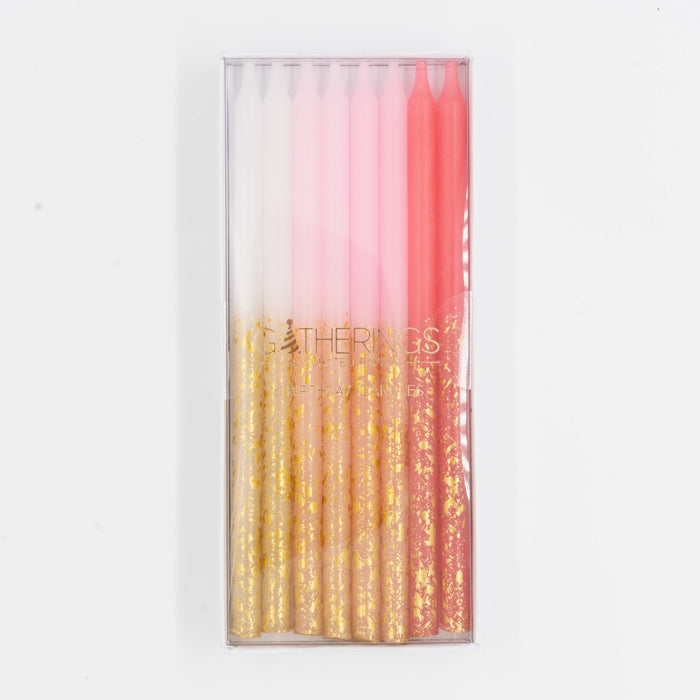 Pink Tones Candles with Gold Leaf