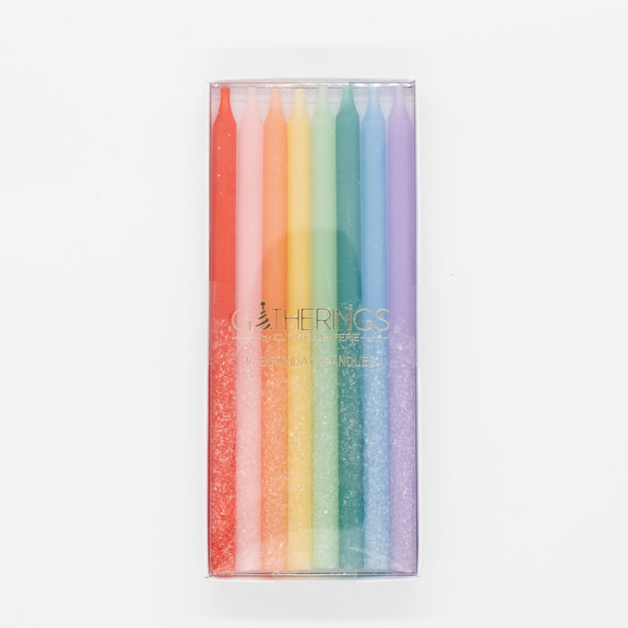 Rainbow Multicolor Candles with Iridescent Glitter