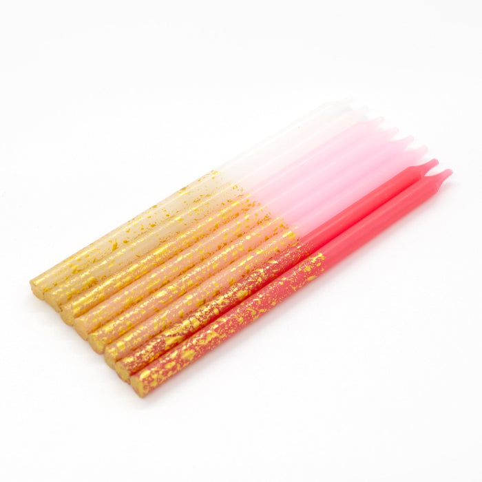 Pink Tones Candles with Gold Leaf