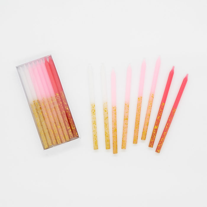 Pink Tones Candles with Gold Leaf