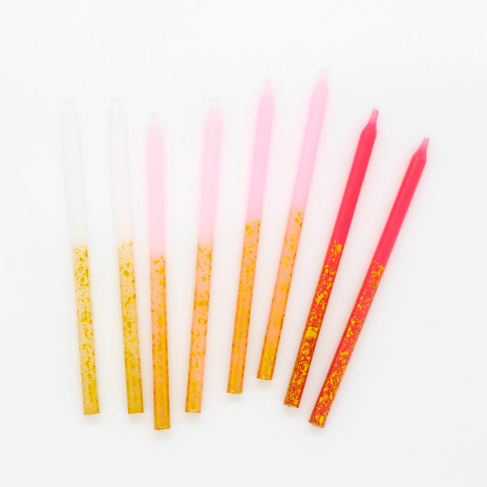 Pink Tones Candles with Gold Leaf