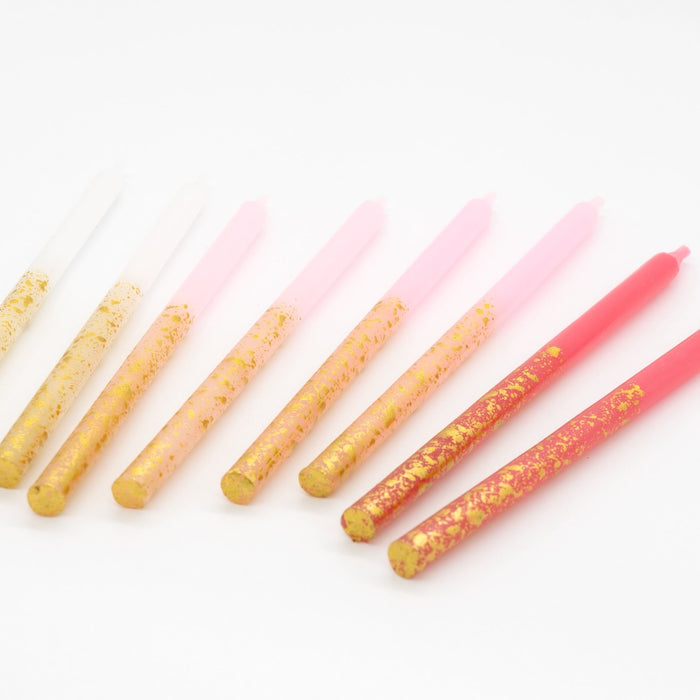 Pink Tones Candles with Gold Leaf