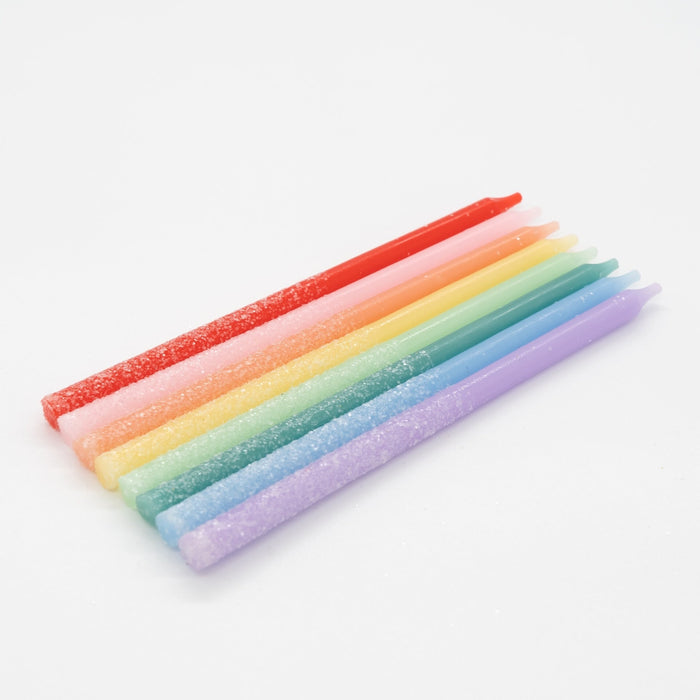 Rainbow Multicolor Candles with Iridescent Glitter