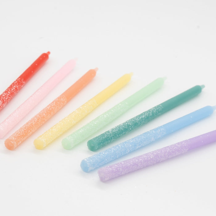 Rainbow Multicolor Candles with Iridescent Glitter