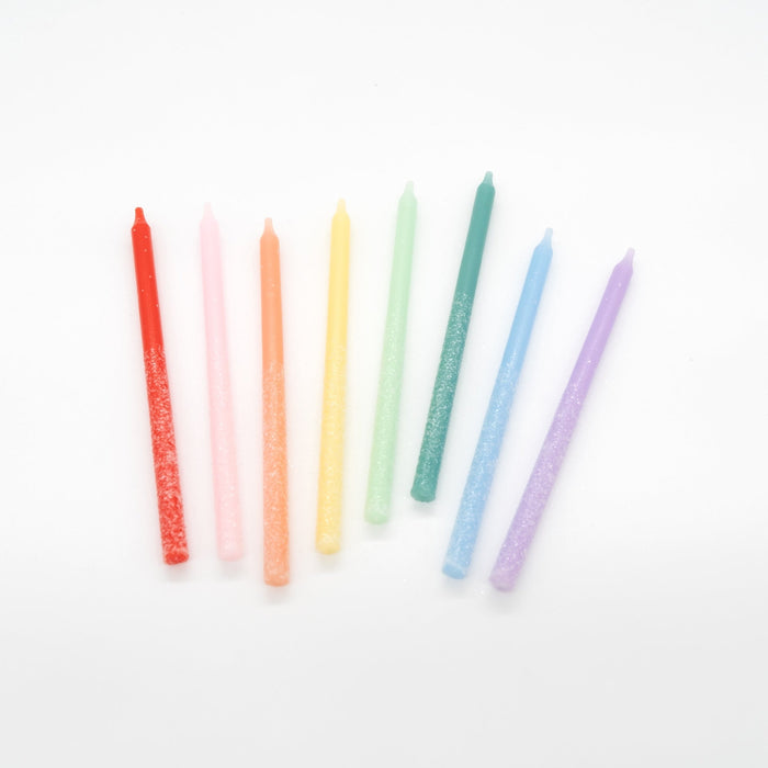 Rainbow Multicolor Candles with Iridescent Glitter