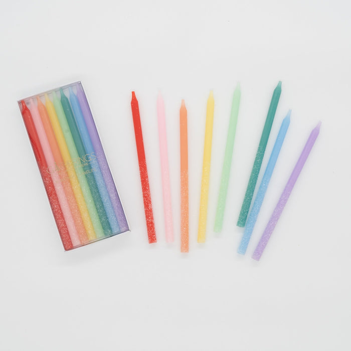 Rainbow Multicolor Candles with Iridescent Glitter