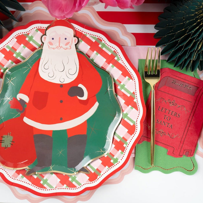 Red Elegant Plaid Dinner Plates