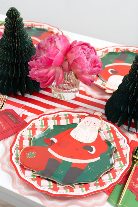 Red Elegant Plaid Dinner Plates