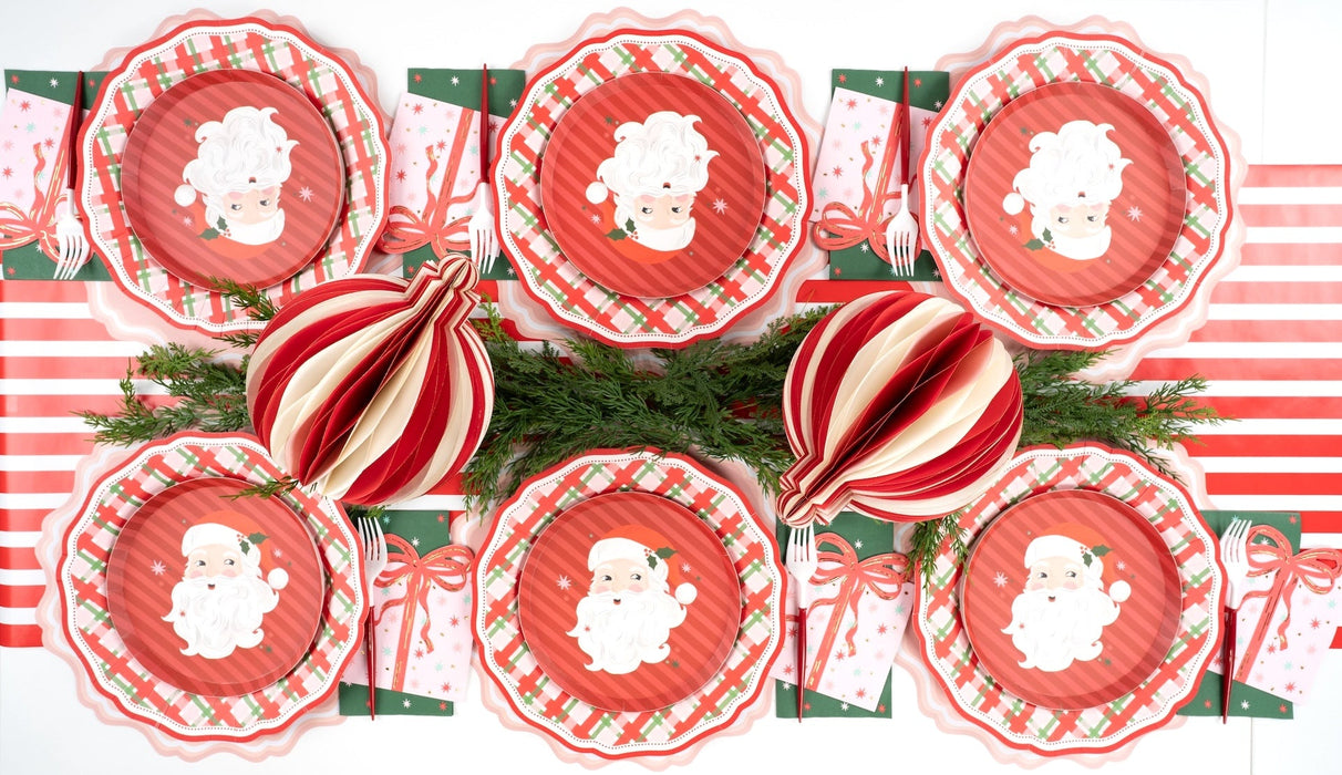 Red Elegant Plaid Dinner Plates