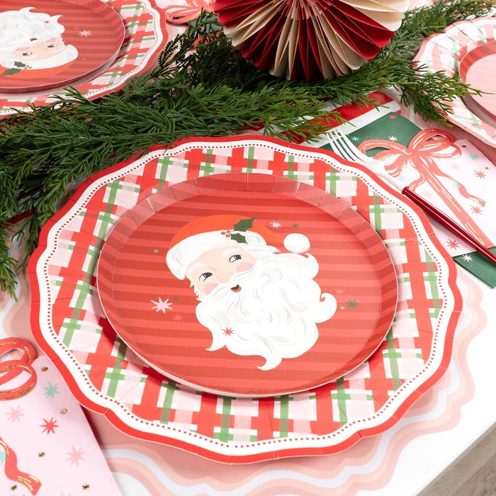 Red Elegant Plaid Dinner Plates