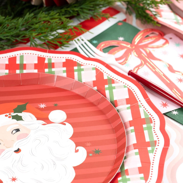 Red Elegant Plaid Dinner Plates