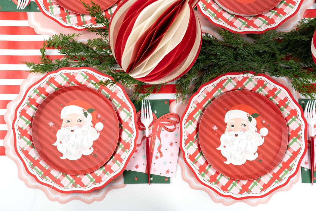 Red Elegant Plaid Dinner Plates