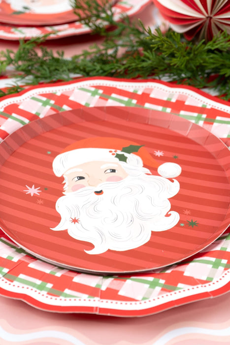 Red Elegant Plaid Dinner Plates