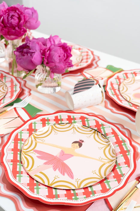 Red Elegant Plaid Dinner Plates