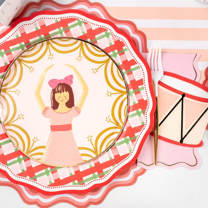 Red Elegant Plaid Dinner Plates