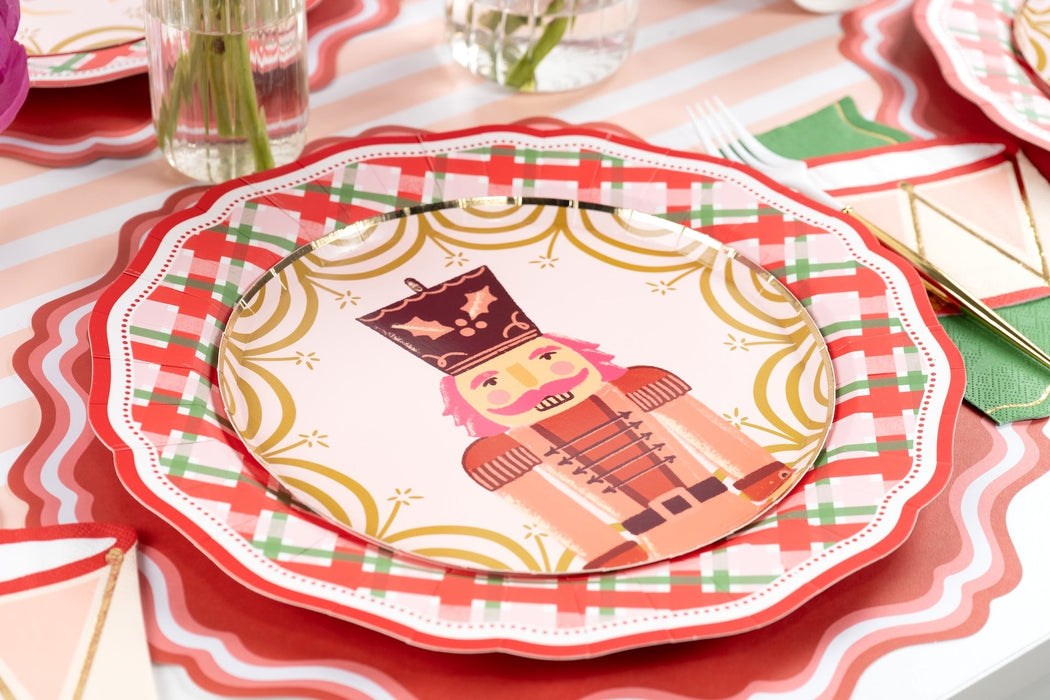 Red Elegant Plaid Dinner Plates