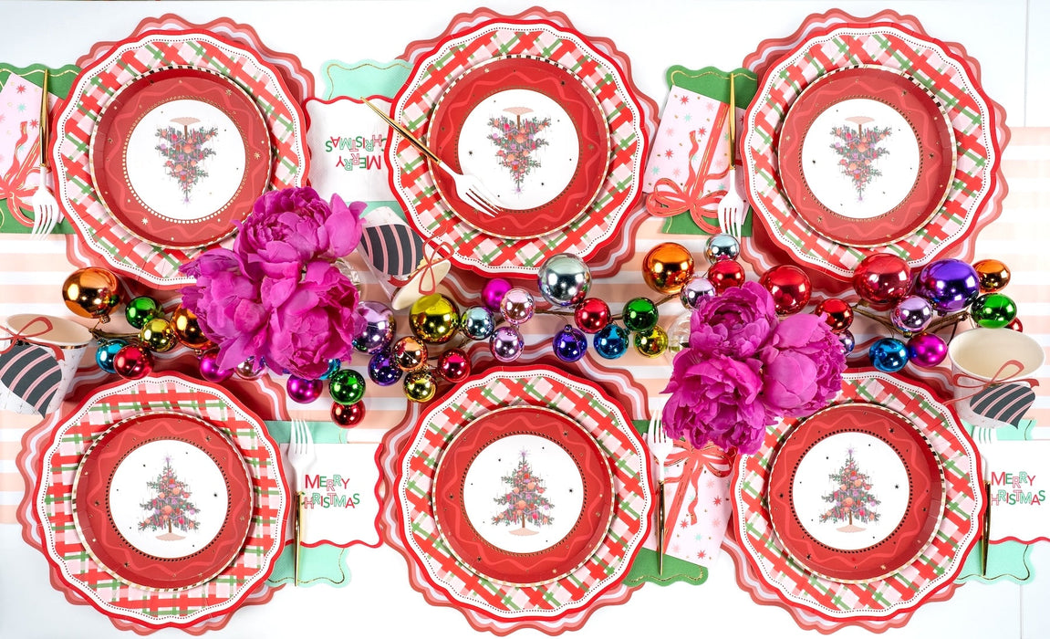 Red Elegant Plaid Dinner Plates