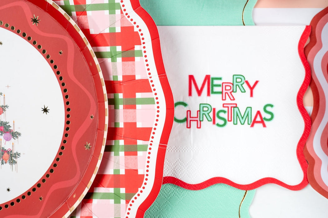 Red Elegant Plaid Dinner Plates