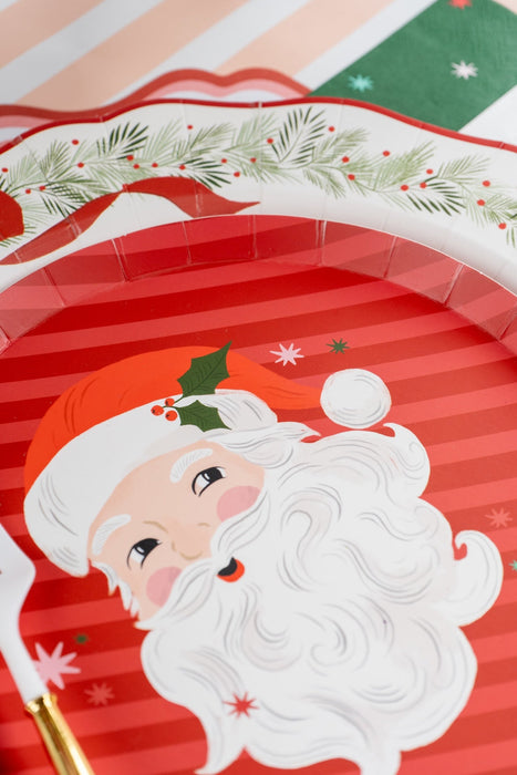 Jolly Santa Vintage Christmas Dessert Plates