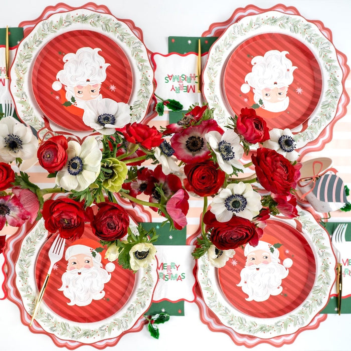 Jolly Santa Vintage Christmas Dessert Plates