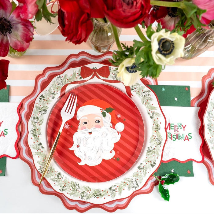 Jolly Santa Vintage Christmas Dessert Plates