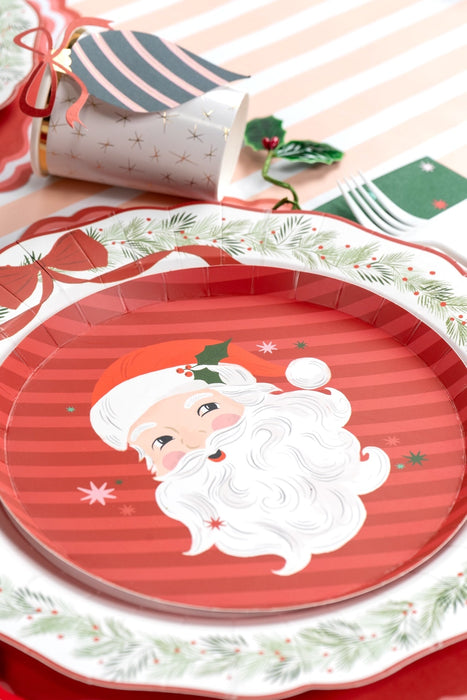 Jolly Santa Vintage Christmas Dessert Plates