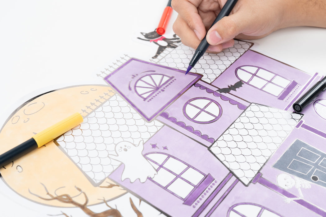 Haunted House Halloween Coloring Placemats