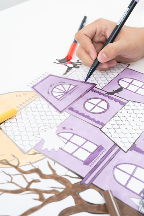 Haunted House Halloween Coloring Placemats