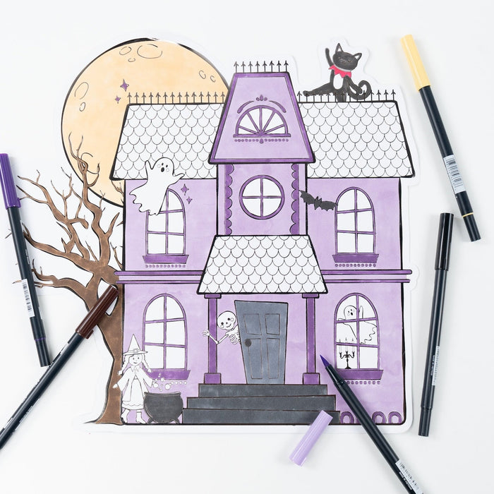 Haunted House Halloween Coloring Placemats