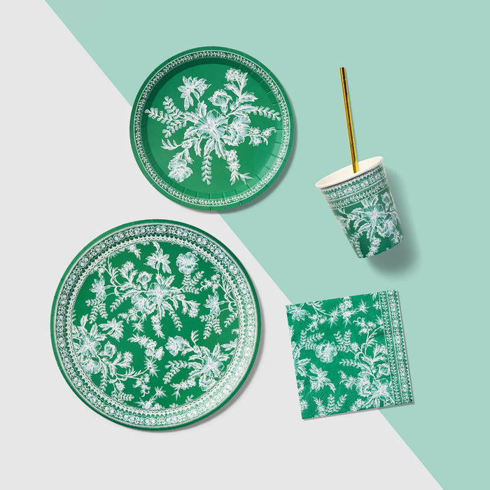 Emerald Toile Paper Cups