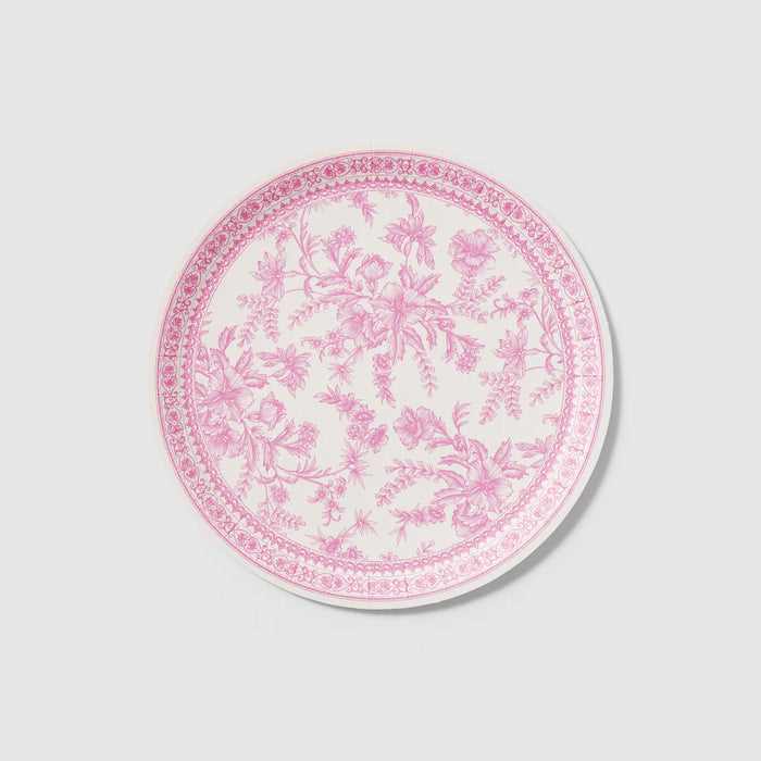 Pink Toile Dinner Paper Plates