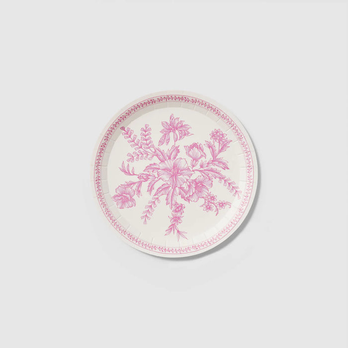 Pink Toile Dessert Paper Plates