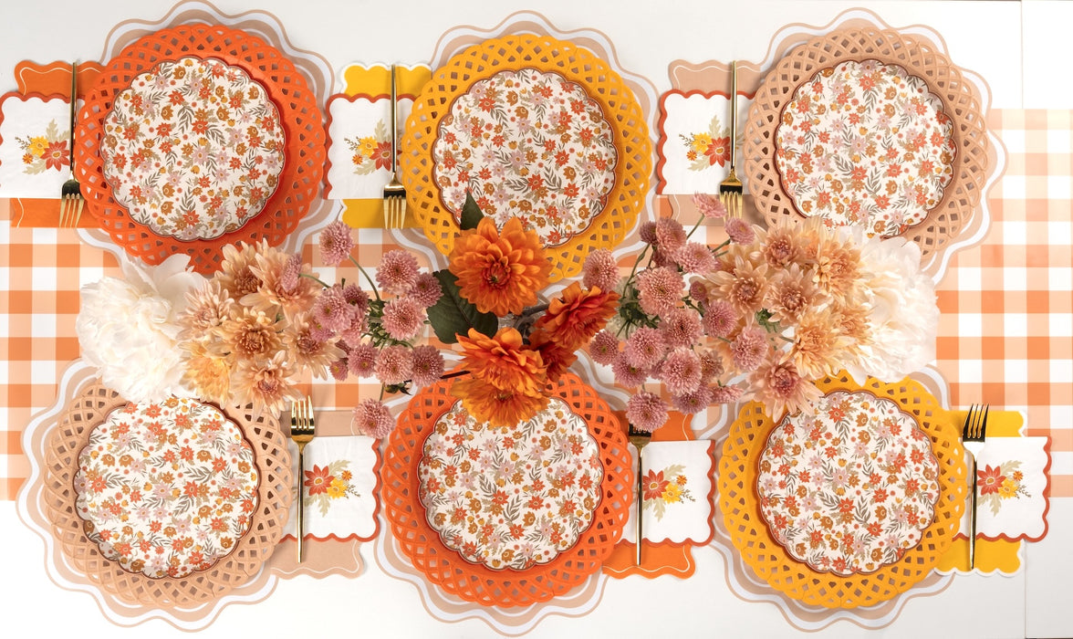 Orange Gingham Paper Table Runner