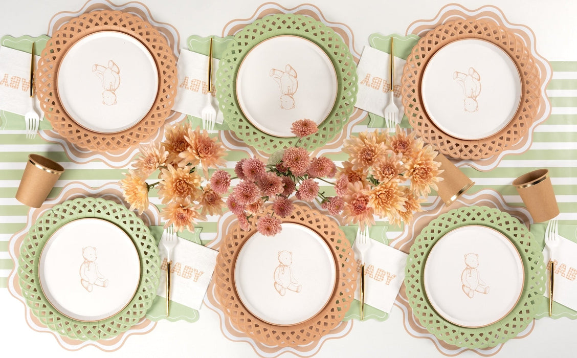 Beige Precious Baby Plaid Cocktail Napkins