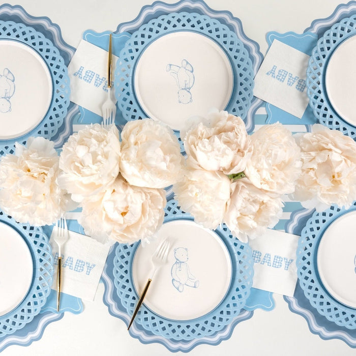Blue Precious Baby Plaid Cocktail Napkins